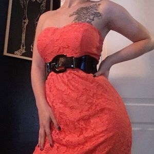 Charlotte Russe Open-Back Floral Lace Maxi Dress
